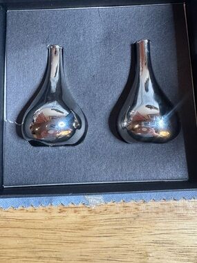Dansk Silver Metal Metallic Tiny Taper Candle Holders Set of 2 Boxed